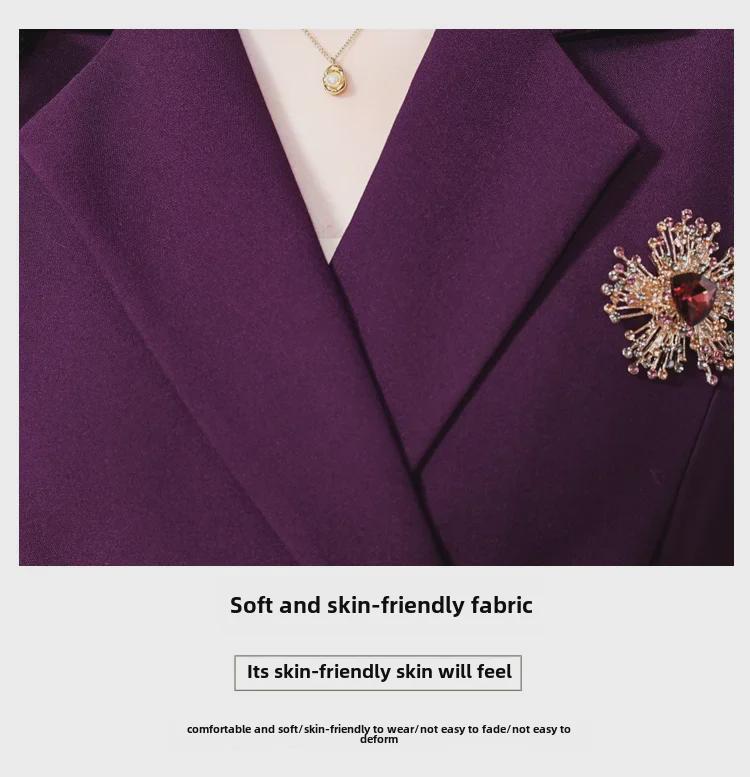 Korean Style High-End Suit Collar Dress - Autumn/Winter 2023: Elegant Pleated Skirt for Professional Commuting