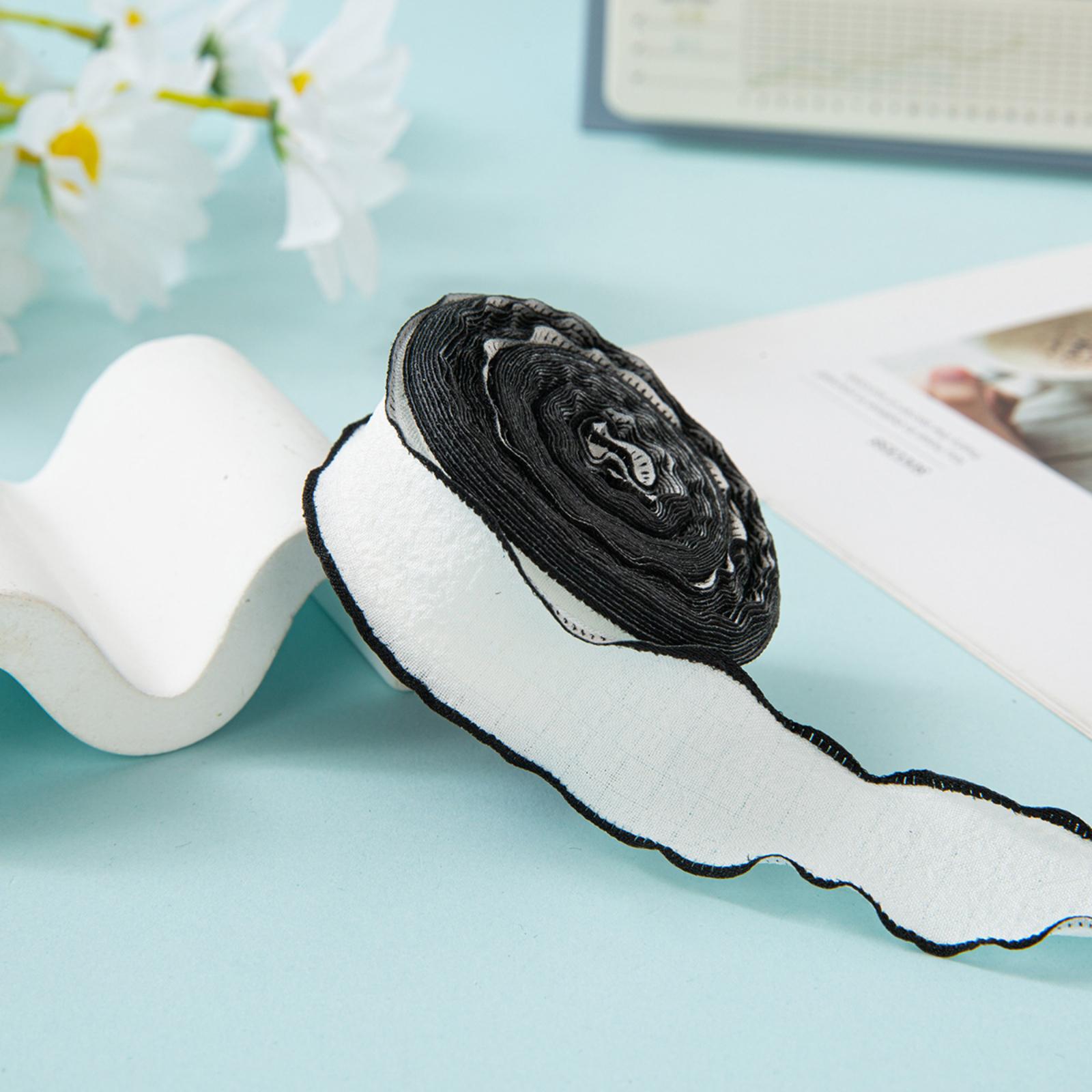 

Ruffled Floral Ruffled Ribbon Texture Lace Fishtail Ribbon Cake Bouquet Packaging Ribbon One Size