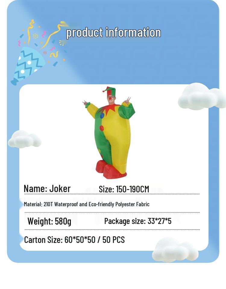 Funny Cartoon Clown Inflatable Costume for Halloween Party Performance