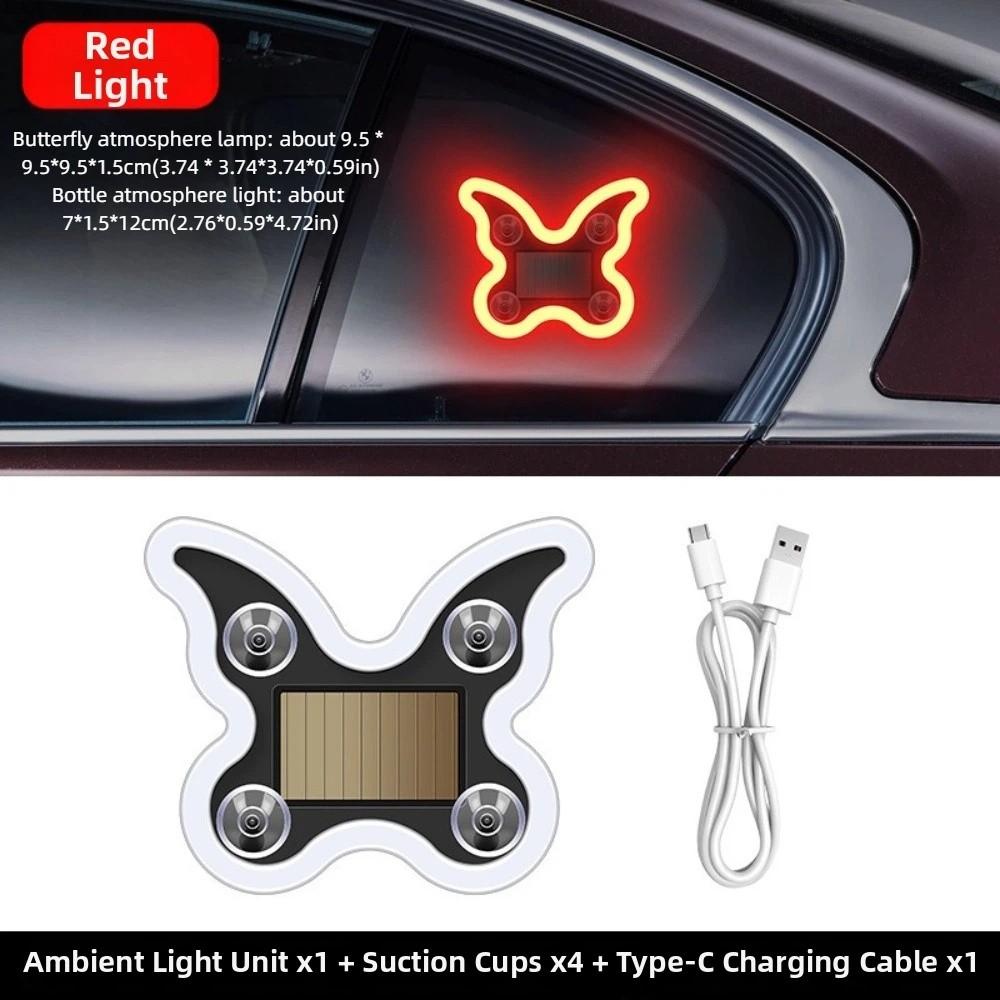 Solar Powered Car Neon Lights Suction Cup LED Ambient Light Car Neon Light  Front Rear Windows