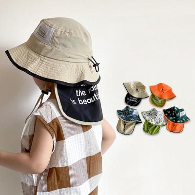 Summer Kids Sun Hats Cute Cartoon Drawstring Adjustable Boy Girl Fisherman Caps Casual Children Sunscreen Bucket Hats