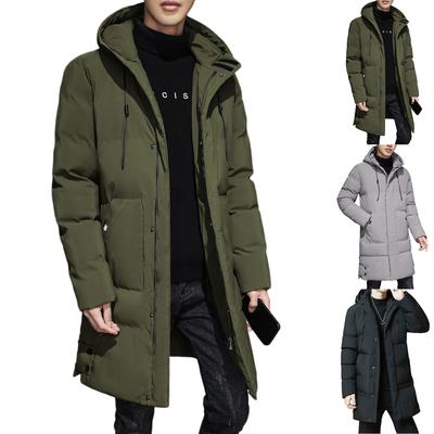 Men's Large Size Loose Casual Long Quilted Down Jacket Thickened Winter Windproof Warm Full Zip Hooded Outdoor Clothing