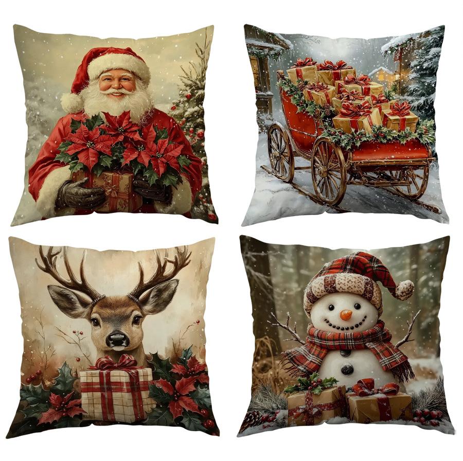 Nowe poszewki świąteczne do salonu, drukowane dekoracyjne poszewki na poduszki, skandynawskie poszewki świąteczne