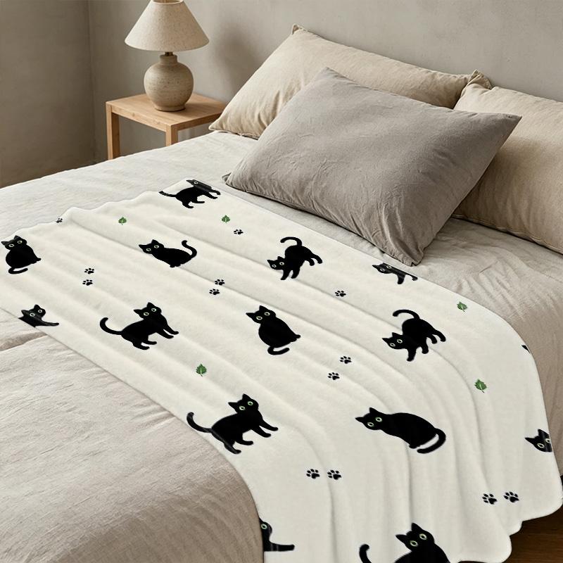 Soft Fleece Blanket, Black Cat Collection - Breathable, Warm & Cozy Home Throw, Ideal for Christmas & Halloween Decor, Cozy Household Use