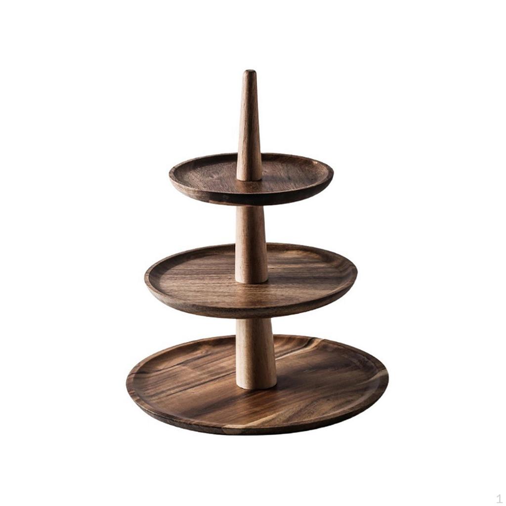 Elegant Wooden Cupcake Holder Round Cake Display Stand Fruit Snack Platter Dessert Server