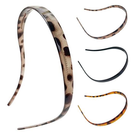 Headband Leopard Print Resin Headband with Anti-Slip Teeth Retro Tortoise Shell