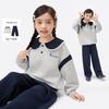 Girls' POLO Collar Sweatshirt & Pants Set
