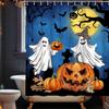 Halloween Shower Curtain Set, Halloween Bathroom Set 4, Bathroom Decor Sets With Shower Curtain And Rugs Accessories, Ghost