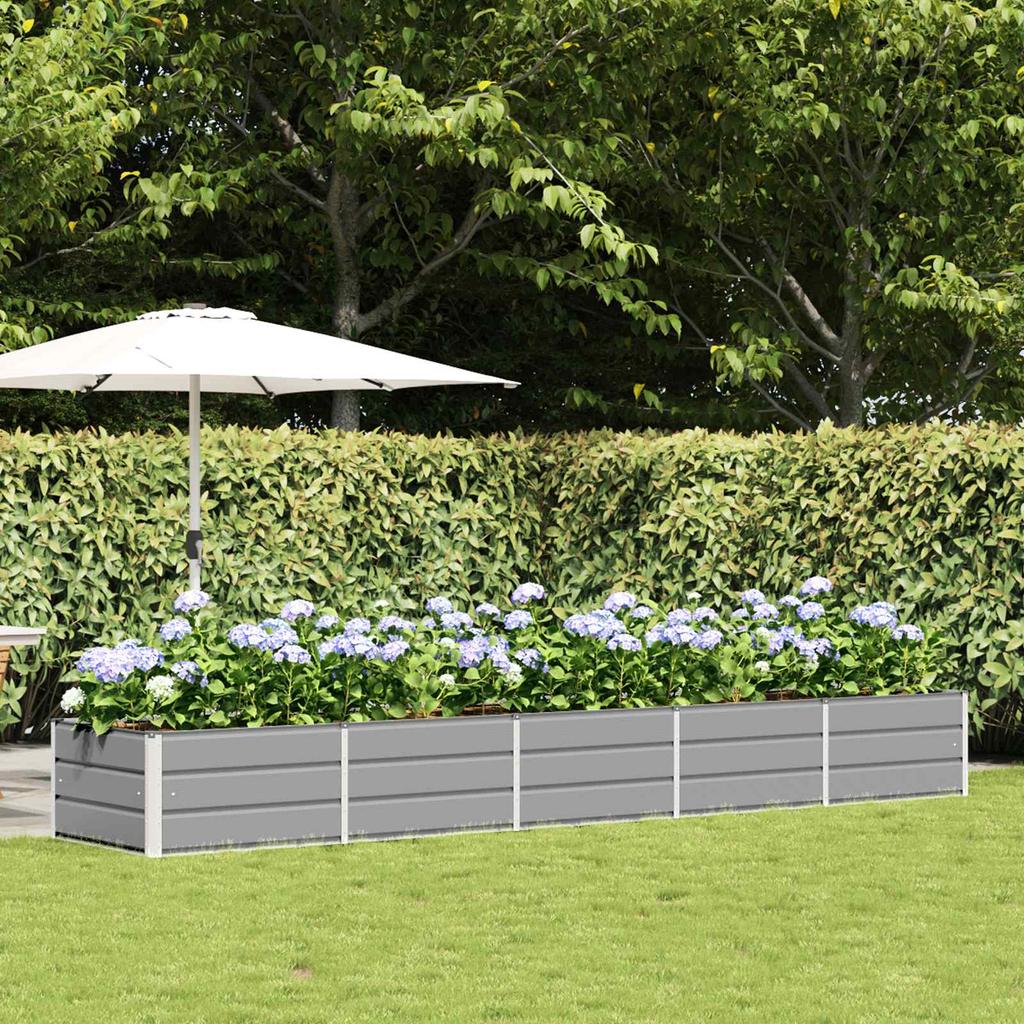 Planter Light Grey 400 X 80 X 45 Cm Steel
