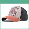 Cappellino da Baseball Unisex in Cotone Lavato con Parte Superiore Rotonda e Visiera Curva, Cappello in Denim da Esterno con Stampa Vintage da Motocicletta