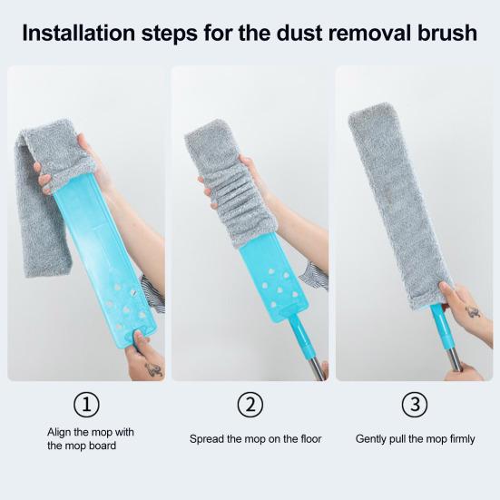 Retractable Gap Dust Cleaning Tool with 2 Microfiber Clothes Long Handle Flat Duster Flexible Dusting Accessory