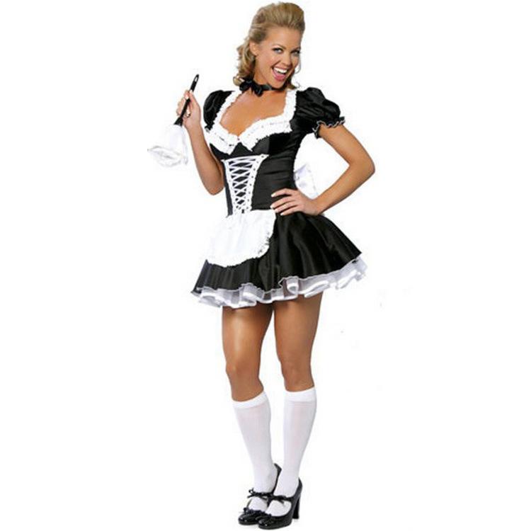 Plus Size European and American Ladies Fun, Maid Dress Cosplay Sexy Maid Dress