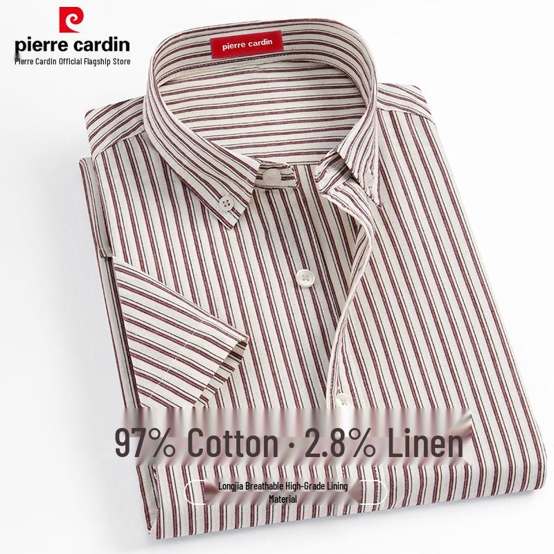 Pierre Cardin Men s Cotton-Linen Blend Short Sleeve Shirt 43/3XL