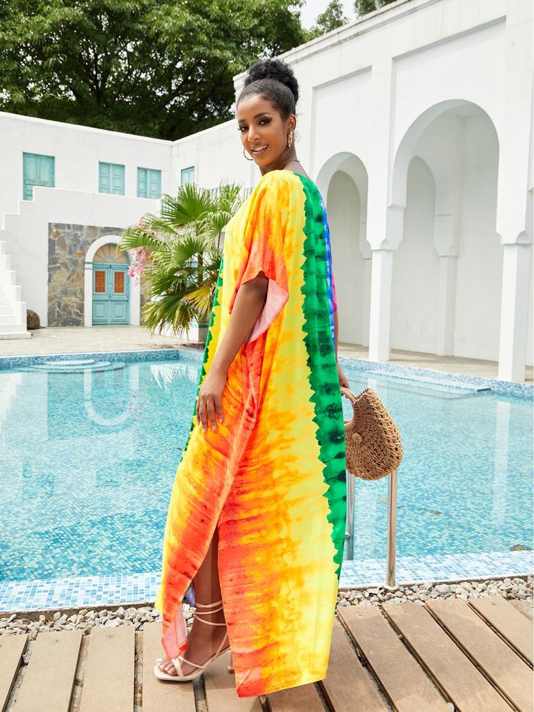 2023 European & American Cotton Beach Cover-up: Loose Robe-Style Long Dress Swimsuit Outerwear for Women