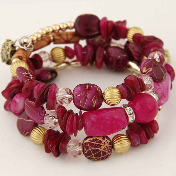 Set di 1 braccialetti con charm perline Bohemia per donna, braccialetti a catena con perline in lega vintage fatti a mano, braccialetti da donna Boho per feste