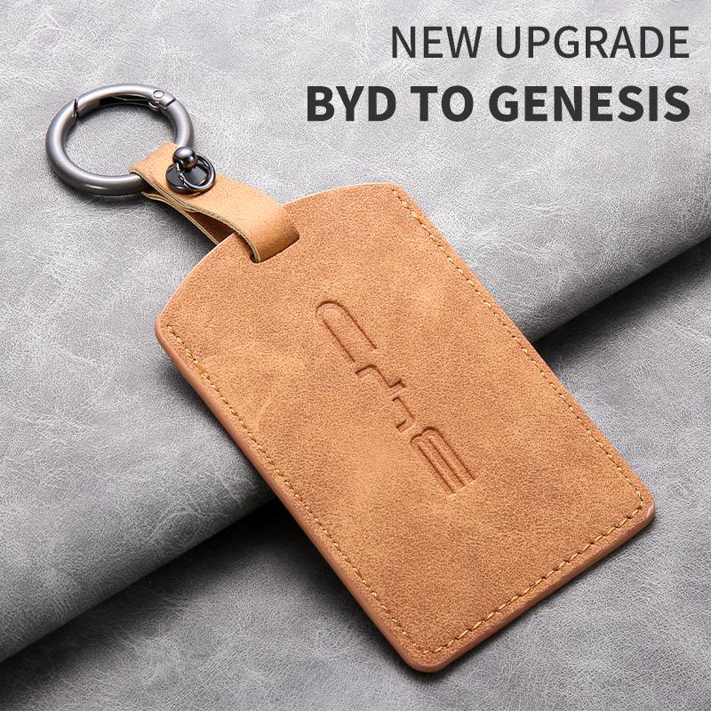 Sheepskin Leather Car NFC Card Samrt Remote Key Cover Case Shell Protector Holder For BYD S7 S6 L3 M6 F3 F0 Keychain Accessories