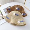 Straw Hat Flower Women's Summer New Hollow Sunshade Sunscreen Woven Bucket Hat Seaside Beach Vacation Hat
