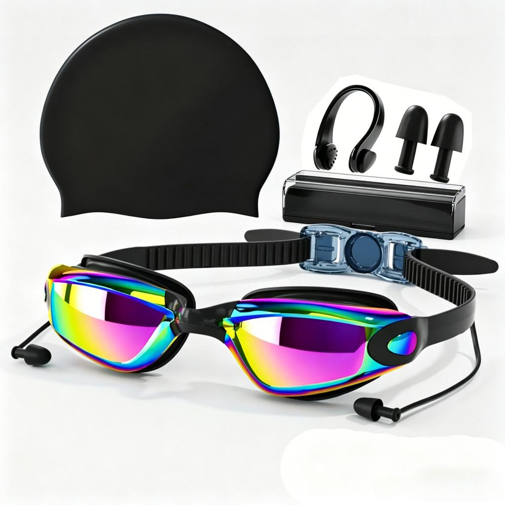 4-in-1 Swimming Goggles Set Mirrored Hd Vision Anti-fog2
