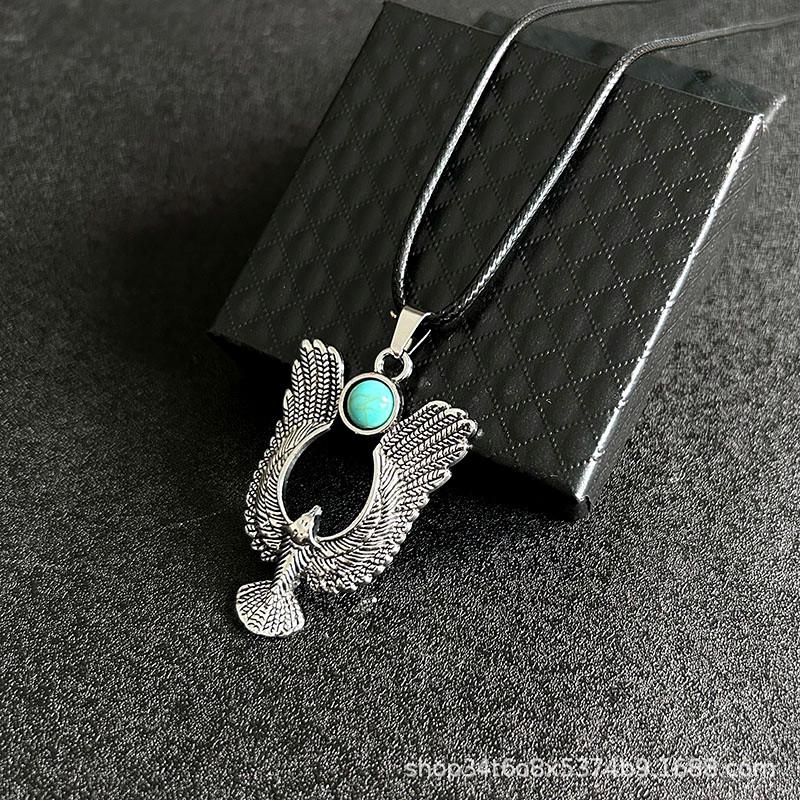 Retro Devil's Eye Pendant: Winged Eagle Stainless Steel Necklace for Men