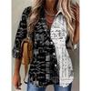 Fashion Round Dot Pattern Women Shirts Long Sleeve 3d Printed Street Black White Simple Ladies Blouse 2XL Plus Size Casual Shirt
