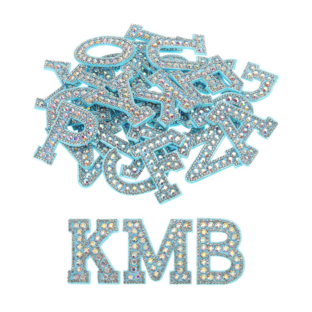 Iron On Patch Decorative A-Z Glitter Alphabet Applique Rhinestone English Letter for Handmade Bag Hat Jeans Clothes Applique DIY