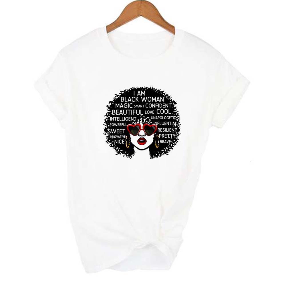 I Am A Strong Melanin Queen Print T Shirt Women Summer T Shirt Clothes African Black