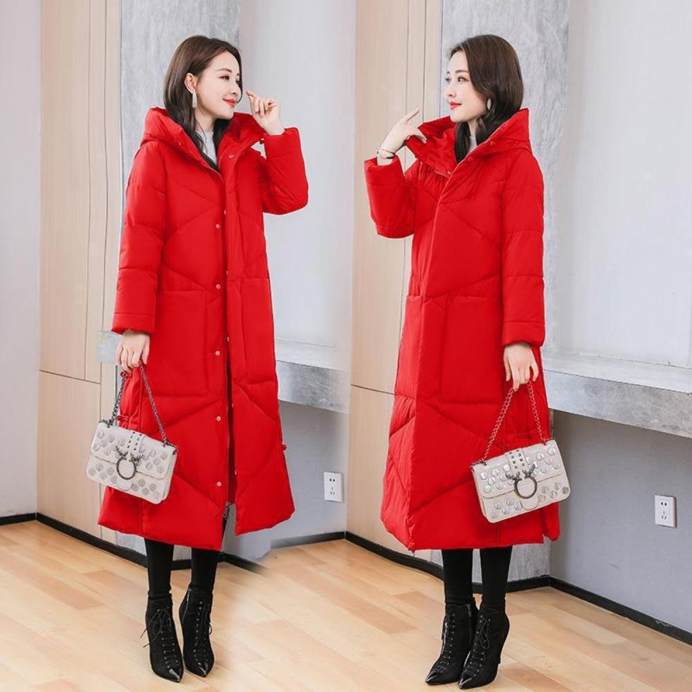 New cotton-padded clothes for women's middle-aged and elderly mothers, literary and retro buckles, loose ethnic style, long thickened coat