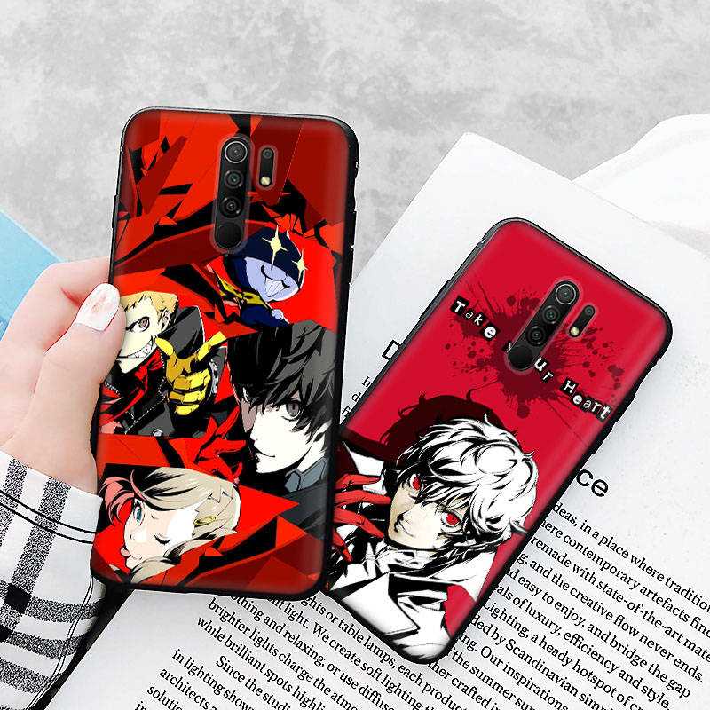 Schwarze Hülle für Xiaomi Redmi 13C Note 9 iPhone XR 7 8 14 15 11 12 13 X XS Pro Max Samsung A25 S23 S24 FE Ultra Plus Persona 5 Joker