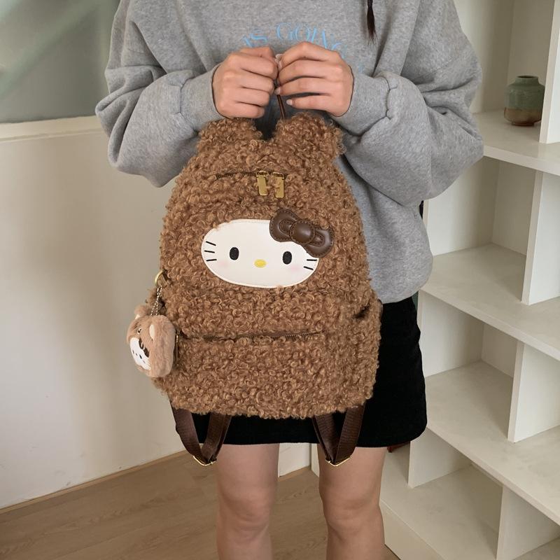 Schoolbag cute kitty plush bag niche design cartoon cute shoulder bag fashionable versatile large capacity backpack