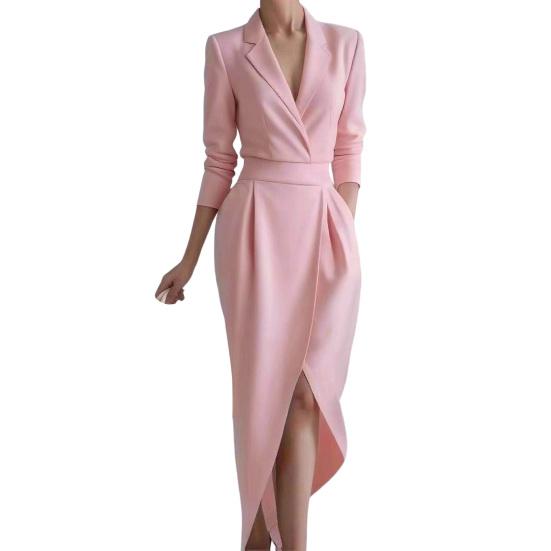 Women's 3/4 Sleeve V Neck Midi Sheath Bodycon Dress Formal Faux Wrap Cocktail Work Dress Office Business Outfit