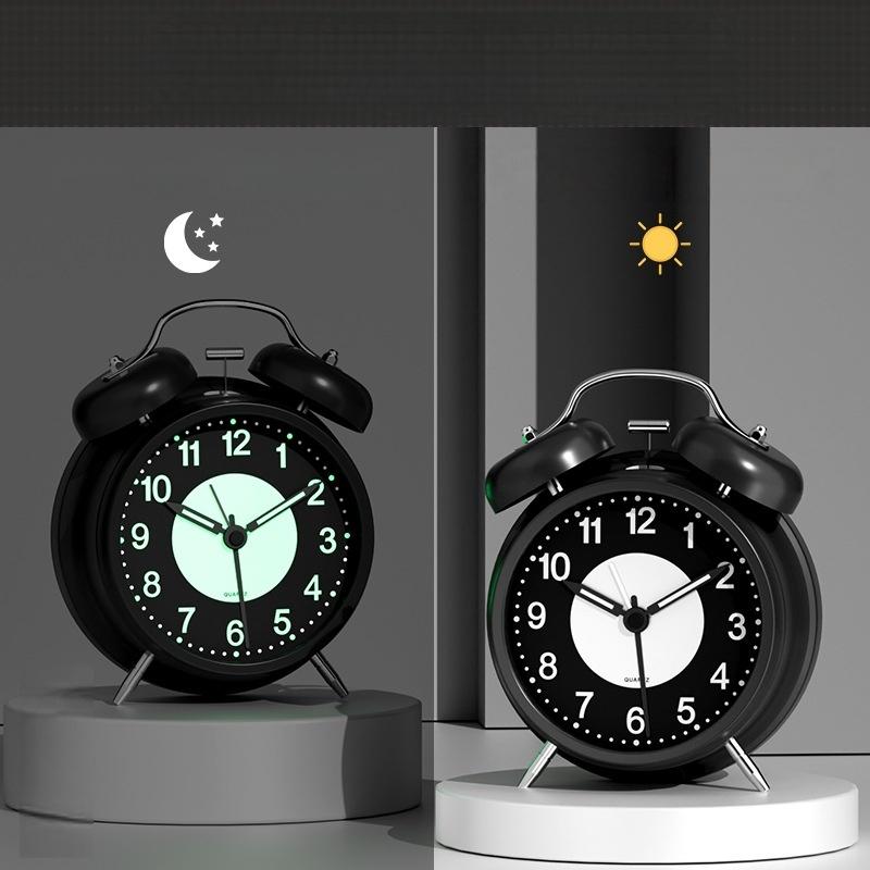 3 Inch Luminous Alarm Clock Students Children's Alarm Clock Strong Wake-Up for Elderly Silent with Night Light Battery Powered