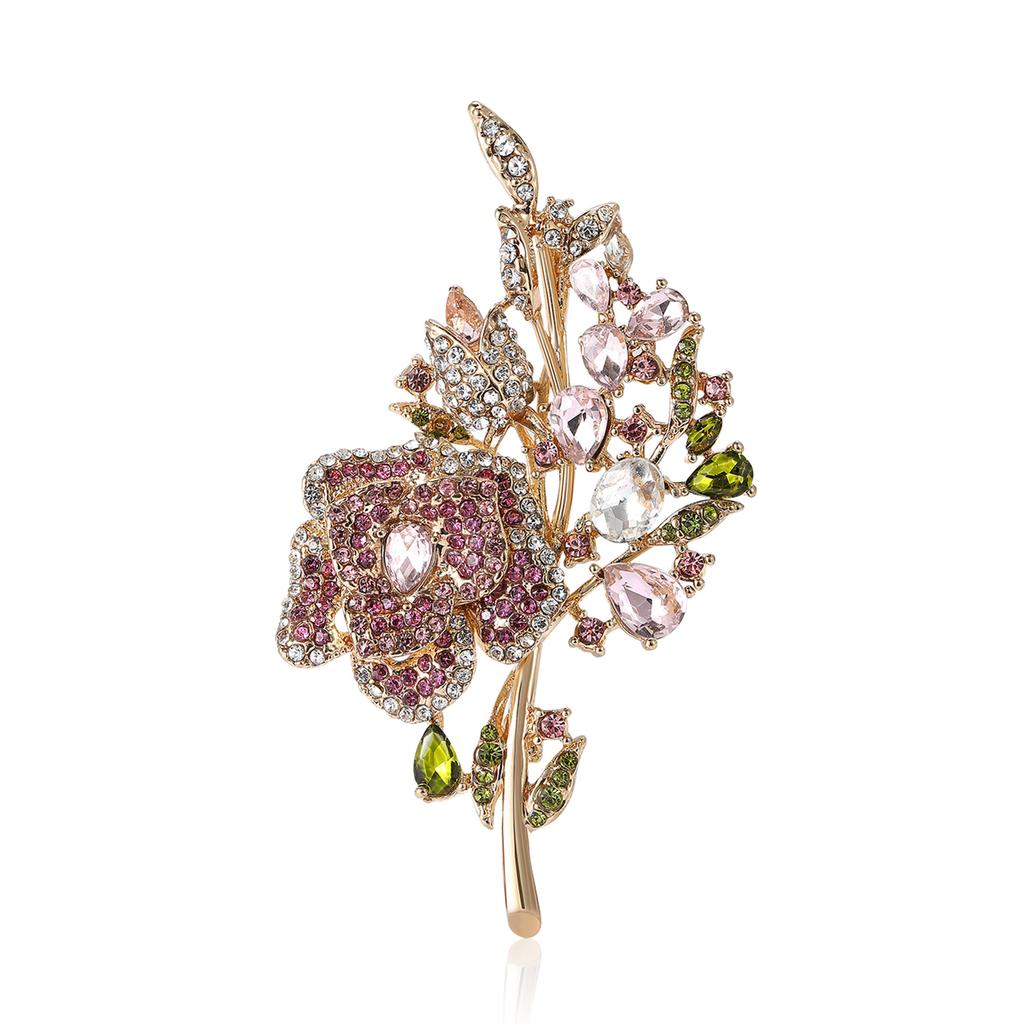 Broche Bouquet de Roses en Alliage de Haute Qualité pour l'Industrie Lourde et Strass, Broche Élégante pour Vêtements de Femme, Bijou Épingle