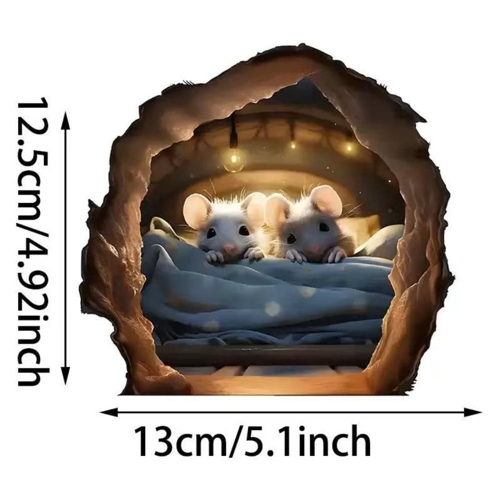 

Мышь, сидящая на унитазе в норе, наклейка - Наклейка Мышиная нора с 3D-эффектом 4