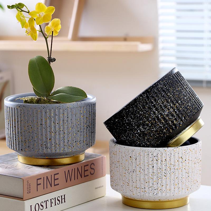 Large Creative Ceramic Flower Pot with Tray - Ideal for Chlorophytum & Succulents