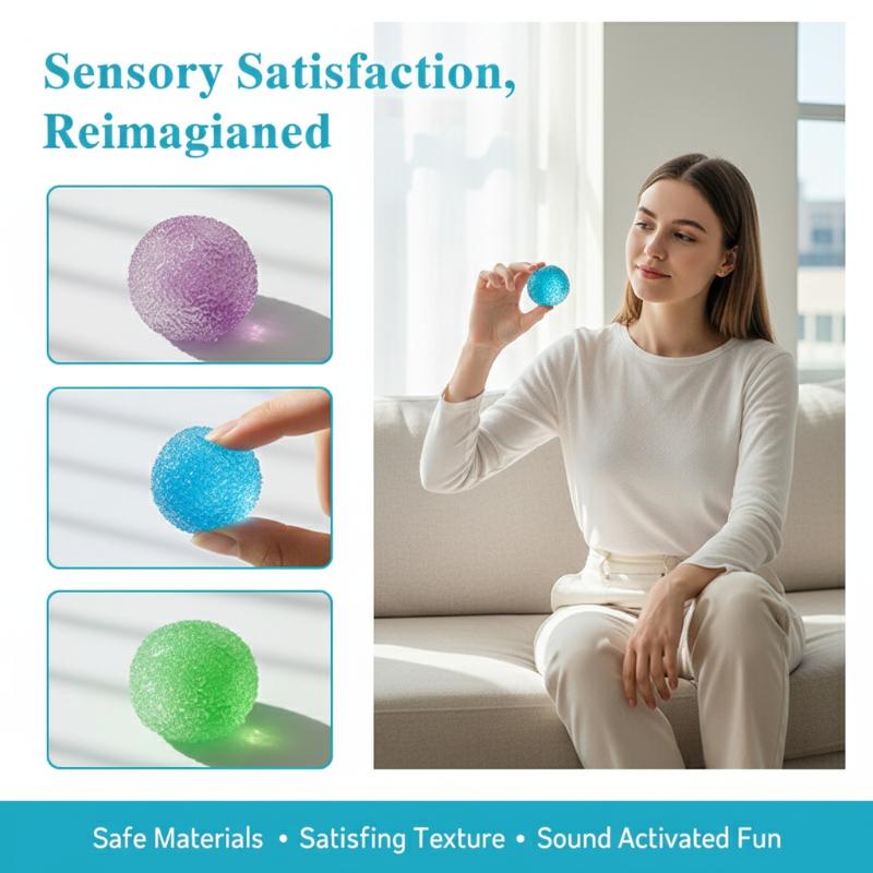 Sensory Slushie Squeeze Ball 1PC Reusable Crunchy Crackling Toy for Stress Relief Calm Fidget Play At Work Home