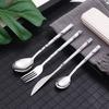5 ks Japonská sada příborů z nerezové oceli Zlaté Stříbrné Nádobí Nádobí Nádobí Lžíce Nůž Stolek Vidlička Čajové lžičky Kuchyňské náčiní
