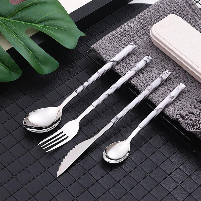 Ensemble de 5 pièces de couverts japonais en acier inoxydable Or Argent Vaisselle Couverts Cuillères Couteau Fourchette de table Cuillères à café Ustensiles de cuisine