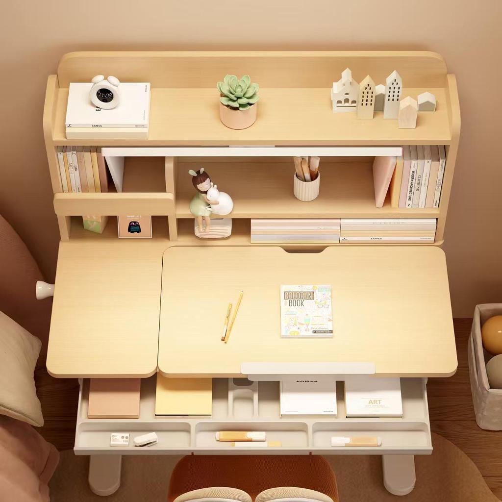 Kids' Study Desk & Chair Set with Storage - Metal Legs