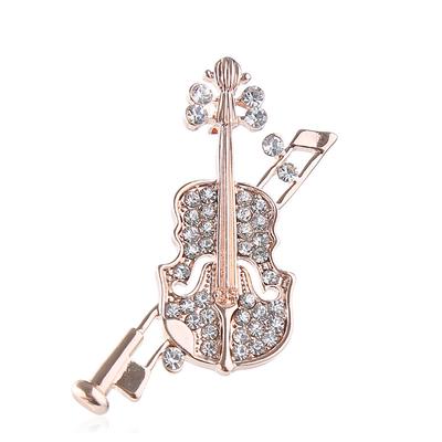 National Versatile Violin Brooch Femininity Diamond-Encrusted Corsage Niche Premium Design Pin With Accessories