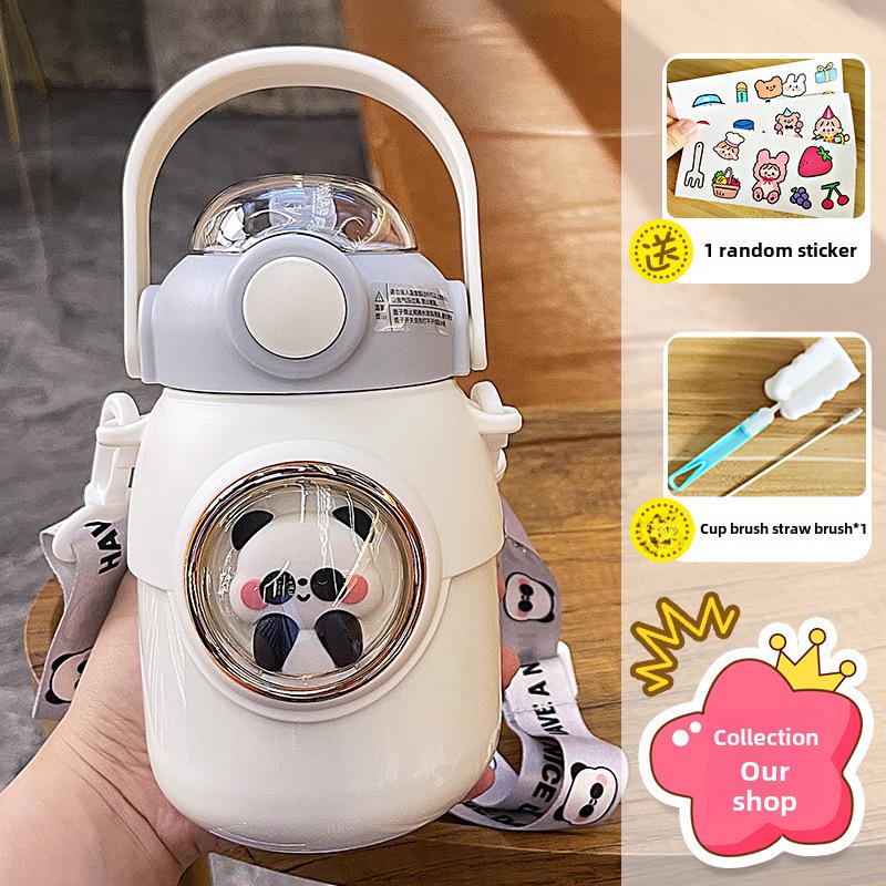 Large Capacity Cartoon Thermos: 316 Stainless Steel Kids' Big Belly Straw Water Cup – High-Value, Portable Student Design