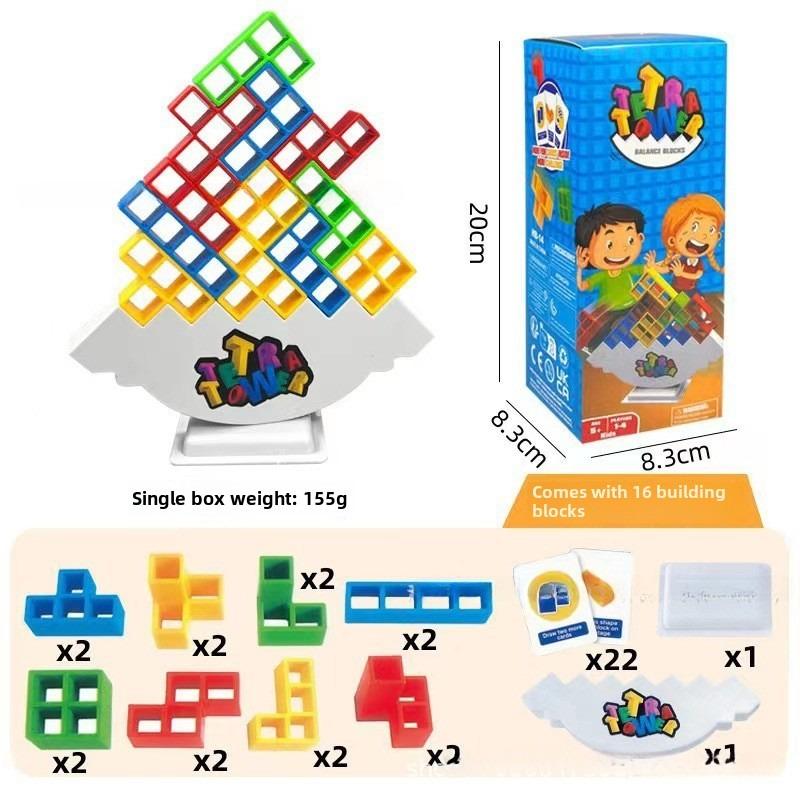 16/32/48 Pieces Fun Balance Stacking Jenga Table Games for Kids, Adults, Friends, Teams, Dorms, Family Game Nights and Parties, Christmas, Halloween