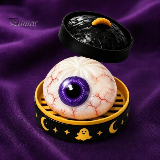Spooky Halloween Decor Decompression Toy, with Glitter Squishy Dumpling Pumpkin/Eyeball/Ghost Shape, Funny Expression Toys Stress Relief Sensory
