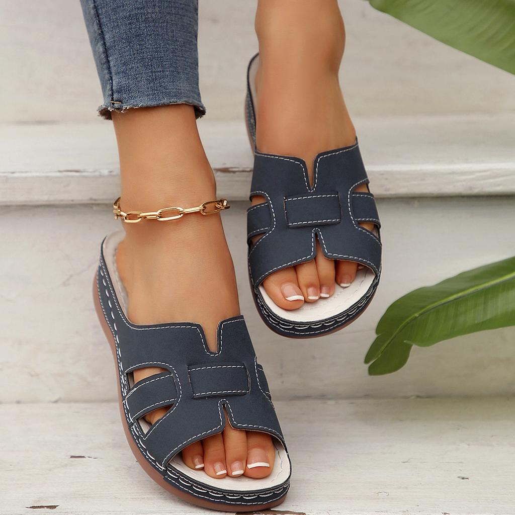 Lightweight polyurethane sole slippers women's 2025 summer new foreign trade large size women's sandals slope heel European and American women's shoes