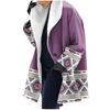 Damen-Windbreaker-Cardigan mit Kapuze, dicker Wollstoff, ethnisch bedruckt