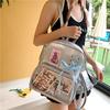 Schoolbag1011 New Backpack Female Transparent Backpack Large Capacity College Backpack Pu Backpack Pain Bag Bar Pain Bag