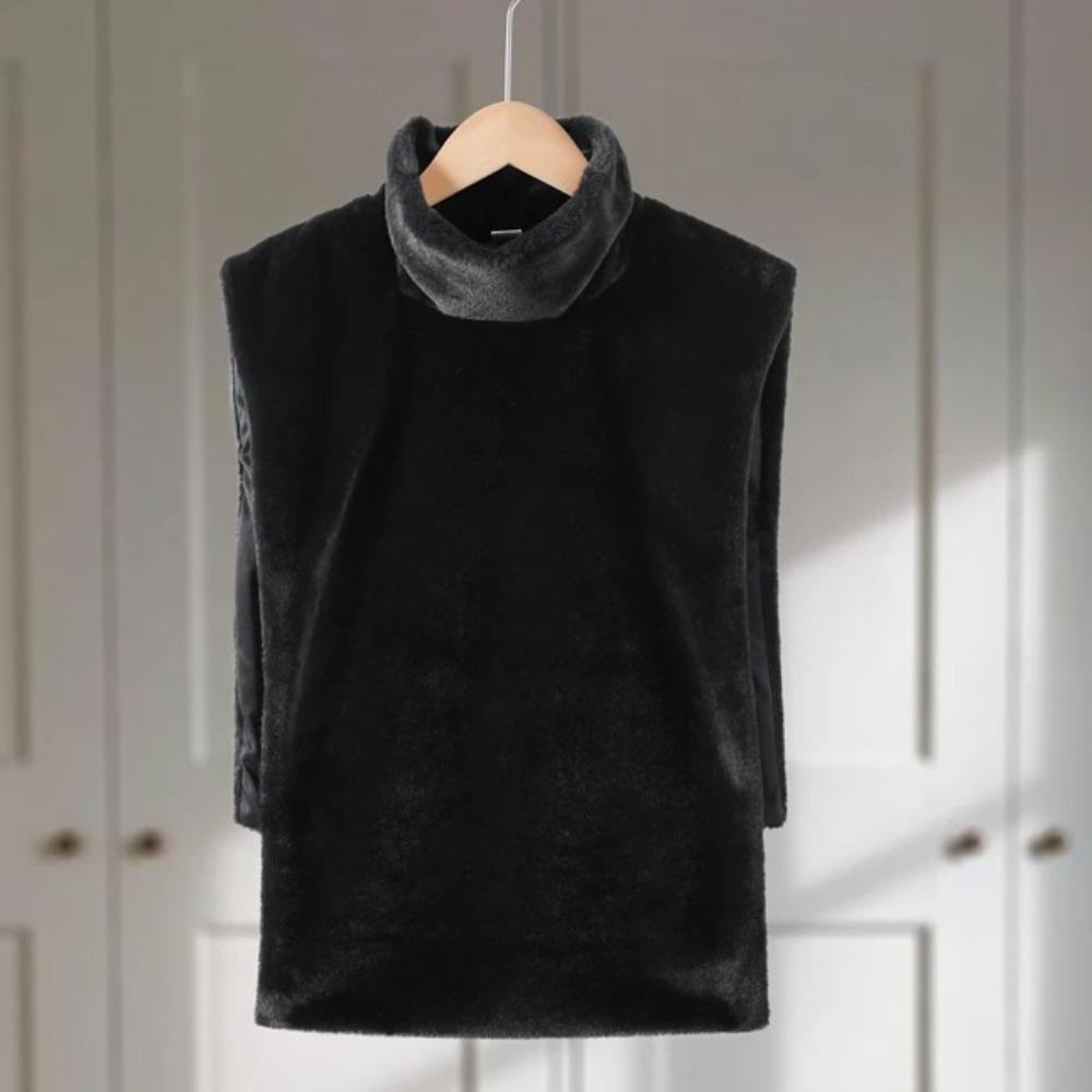 

Faux Fur Vests Women Loose High Neck Hollow Out Sleeveless Belts Solid Crop Top Female Chic Warm Tank Tops L