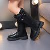 Girls High Top Winter Boots Bow Detail Slip Resistant Rubber Sole Zipper Closure Warm Fabric Lining