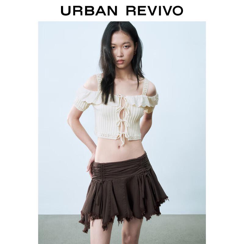 

Топ вязаный кружевной с открытыми плечами UR 2025 Весна M