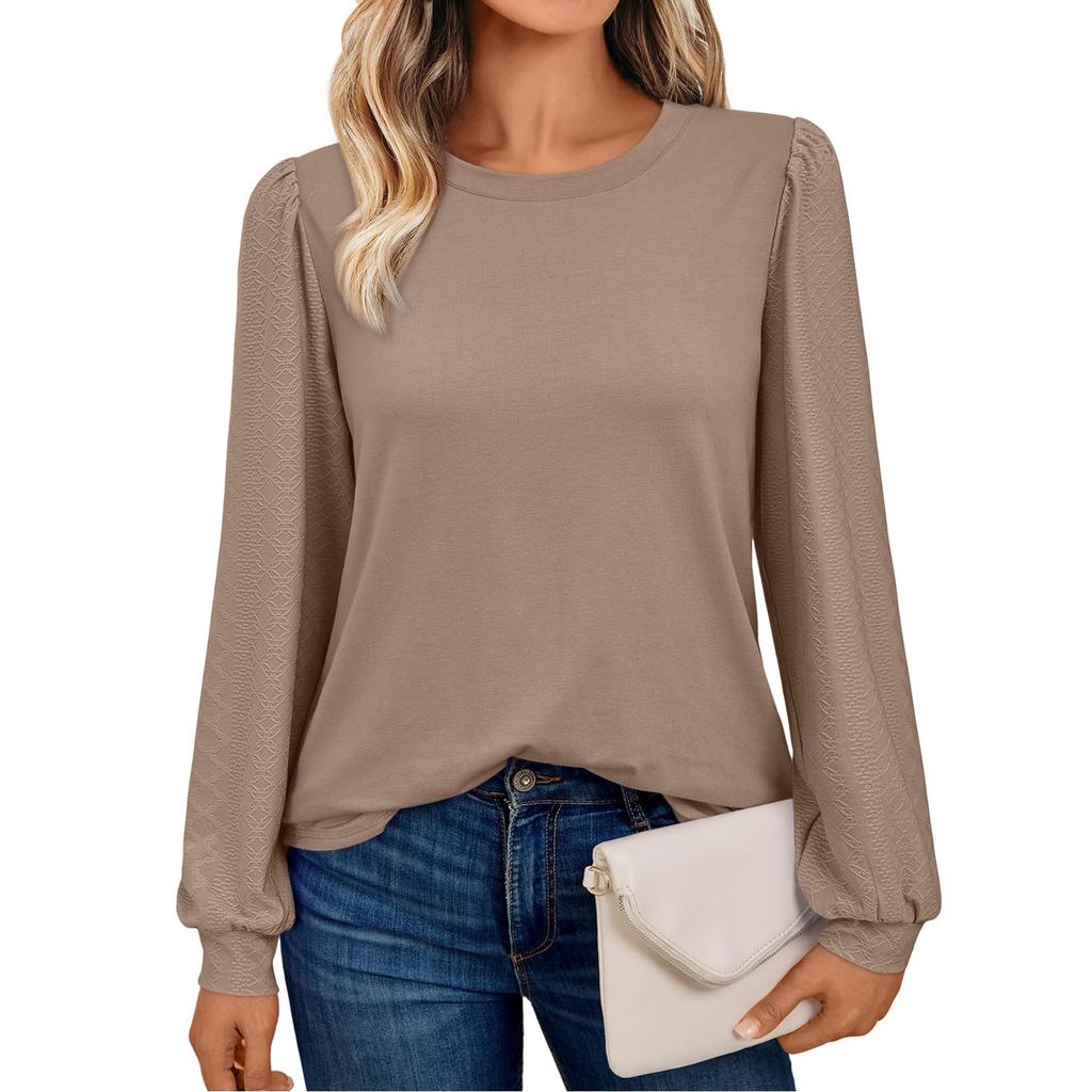 Women's Fashion Long Sleeve Pullover T-Shirt Solid Color Long Sleeve Top