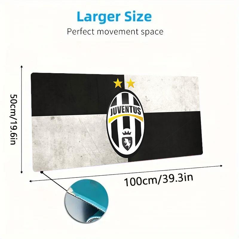 Tappetino Mouse Juventus FC, Tappetino da Scrivania XXL per Gaming, Mousepad Antiscivolo XXL per Laptop e Tablet, Tappetino da Gioco per Mini PC con Bordi Cuciti